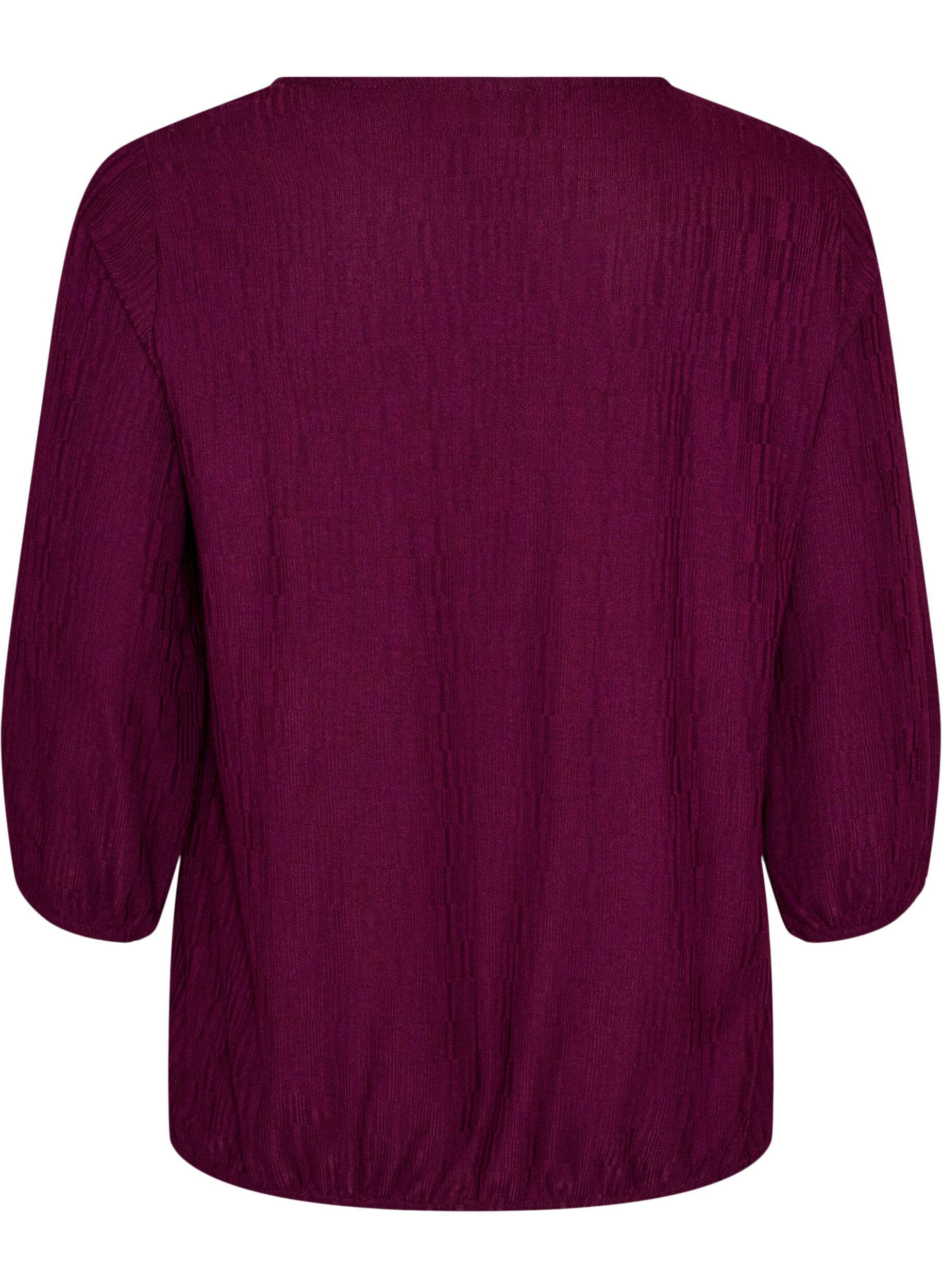 ZizzifashionBlouse with texture and 3/4 sleeves, Purple, Packshot image number 1