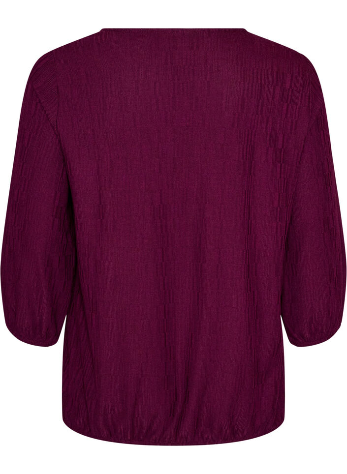 Blouse with texture and 3/4 sleeves, Purple, Packshot image number 1