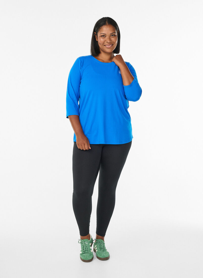 Workout top with 3/4 sleeves, Blue, Model image number 1