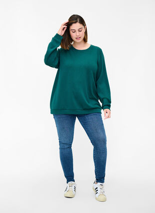 Sweat blouse with round neck and long sleeves, Ponderosa Pine, Model image number 2