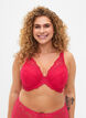 Padded lace bra with underwire, Pink, Model image number 0