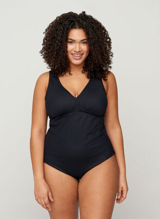 Swimsuit with texture, Black, Model image number 2