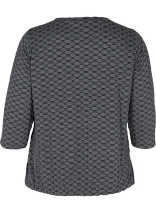 3/4 sleeve blouse with textured pattern, Black, Packshot image number 1
