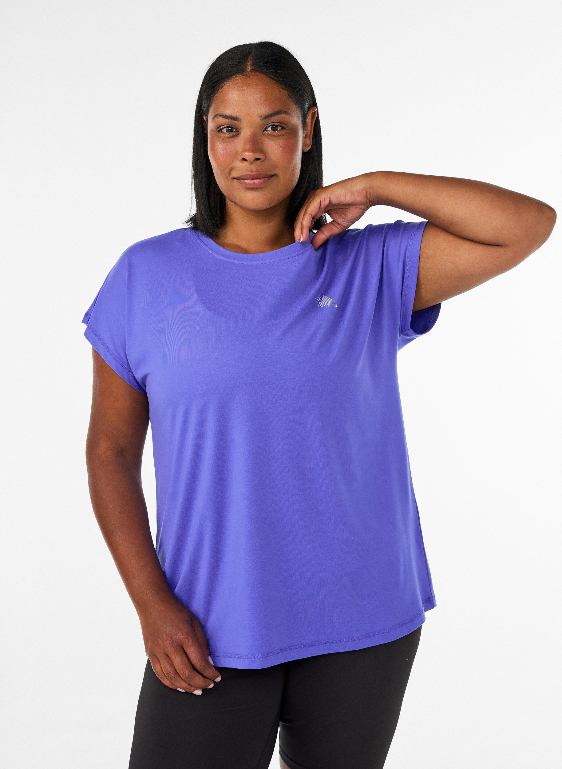 Solid-coloured training T-shirt, Blue, Model