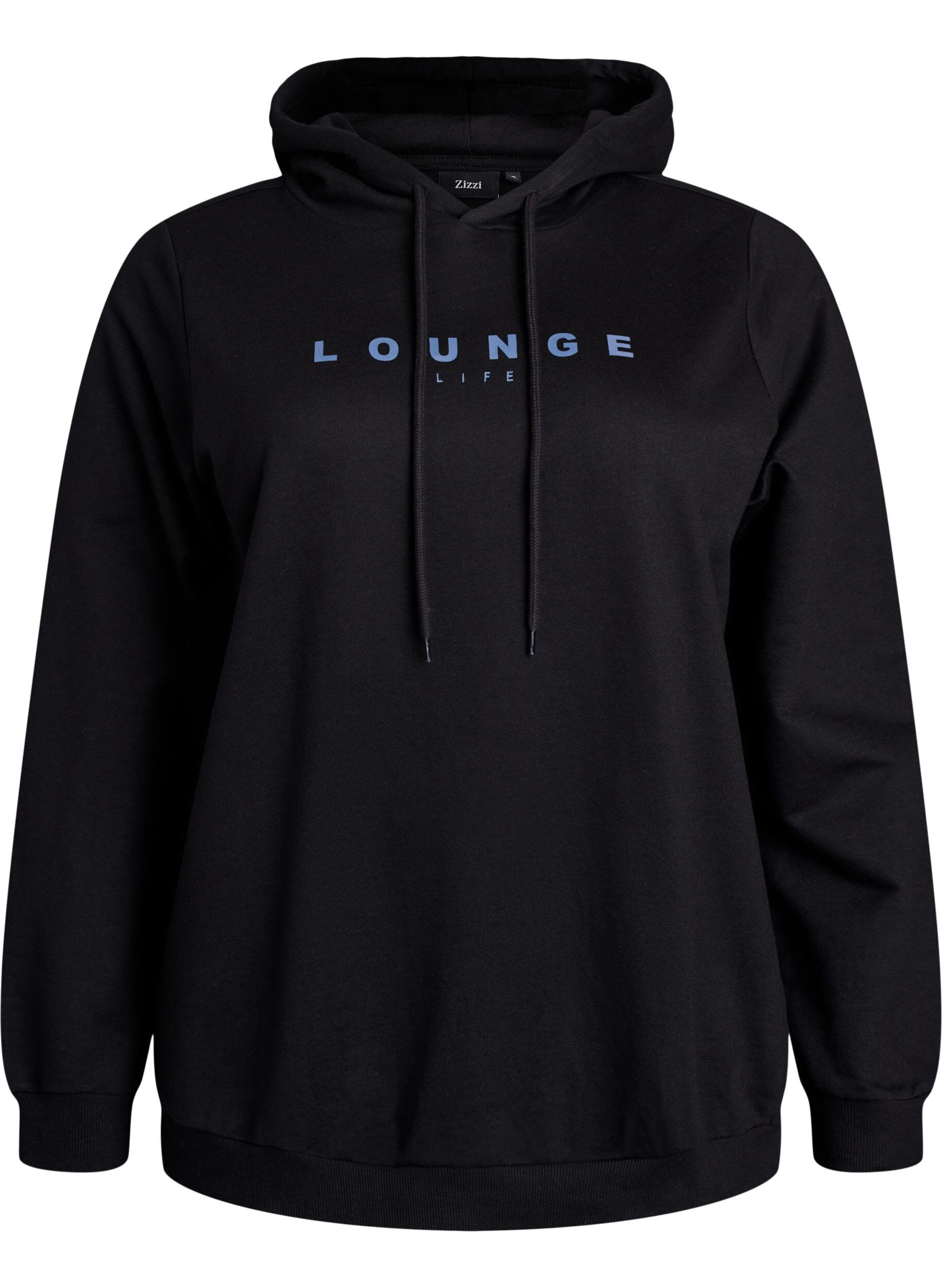 ZizzifashionSweatshirt with hood and print, Black, Packshot image number 0