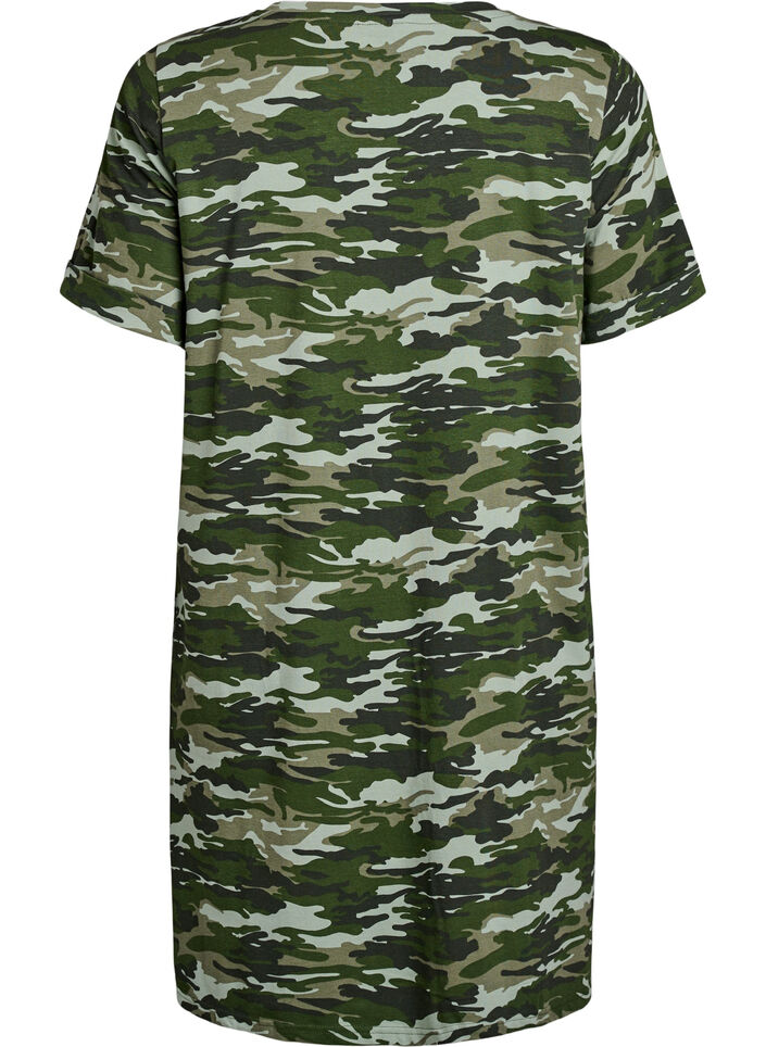 Short T-shirt dress in cotton jersey, Green, Packshot image number 1