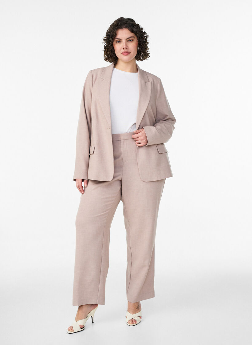 Classic blazer with single button closure and pockets, Beige, Model
