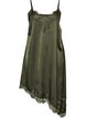 Satin dress with lace and an asymmetrical hem, Green, Packshot image number 0