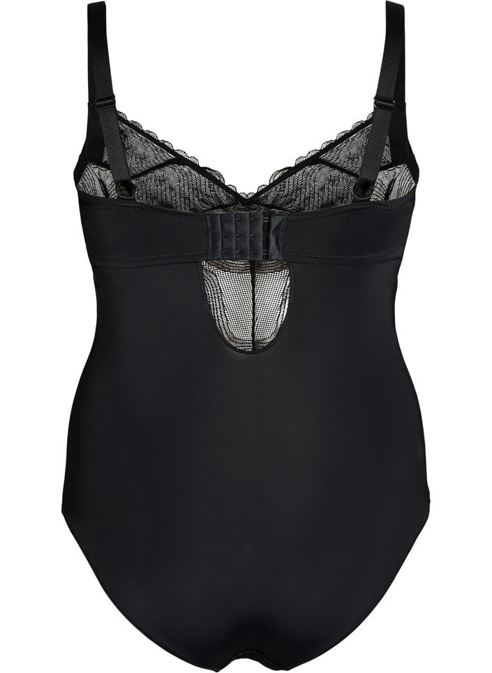 Body with underwire and lace detail, Black, Packshot image number 1