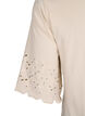 T-shirt with broderie anglaise and scalloped edges, Beige, Packshot image number 3