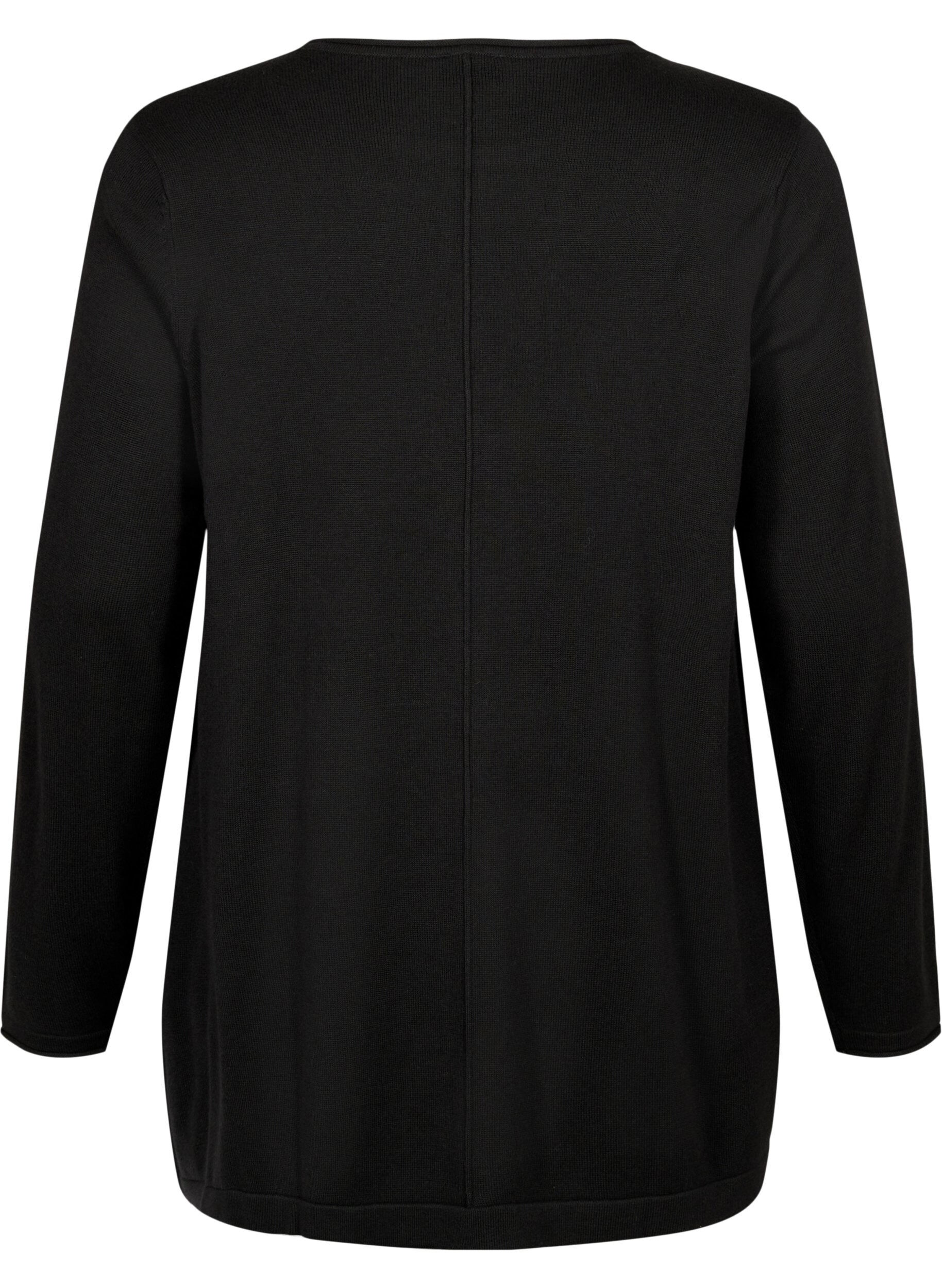 ZizzifashionKnitted blouse in cotton-viscose blend, Black, Packshot image number 1