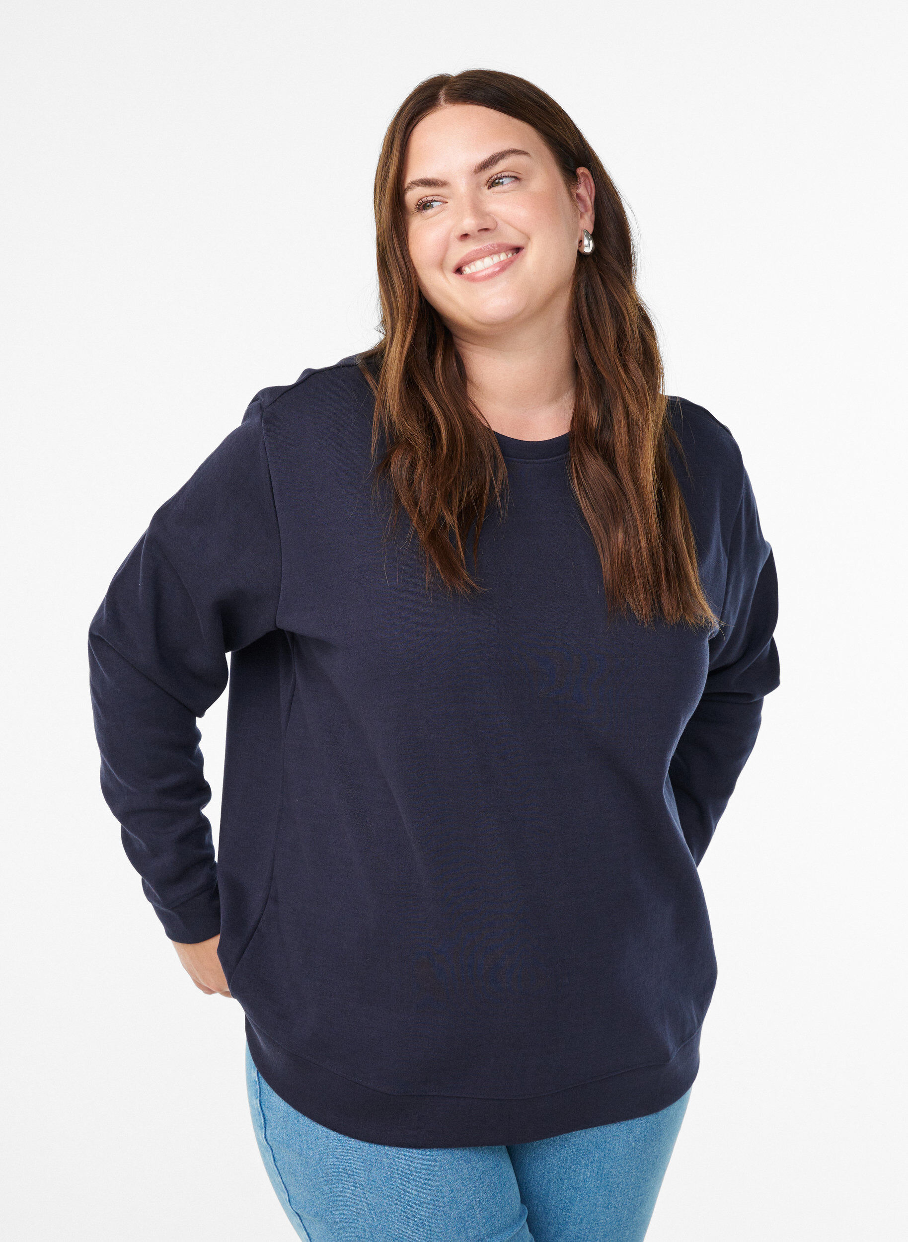 Zizzifashion Sweatshirt with crew neck, Blue, Model image number 0