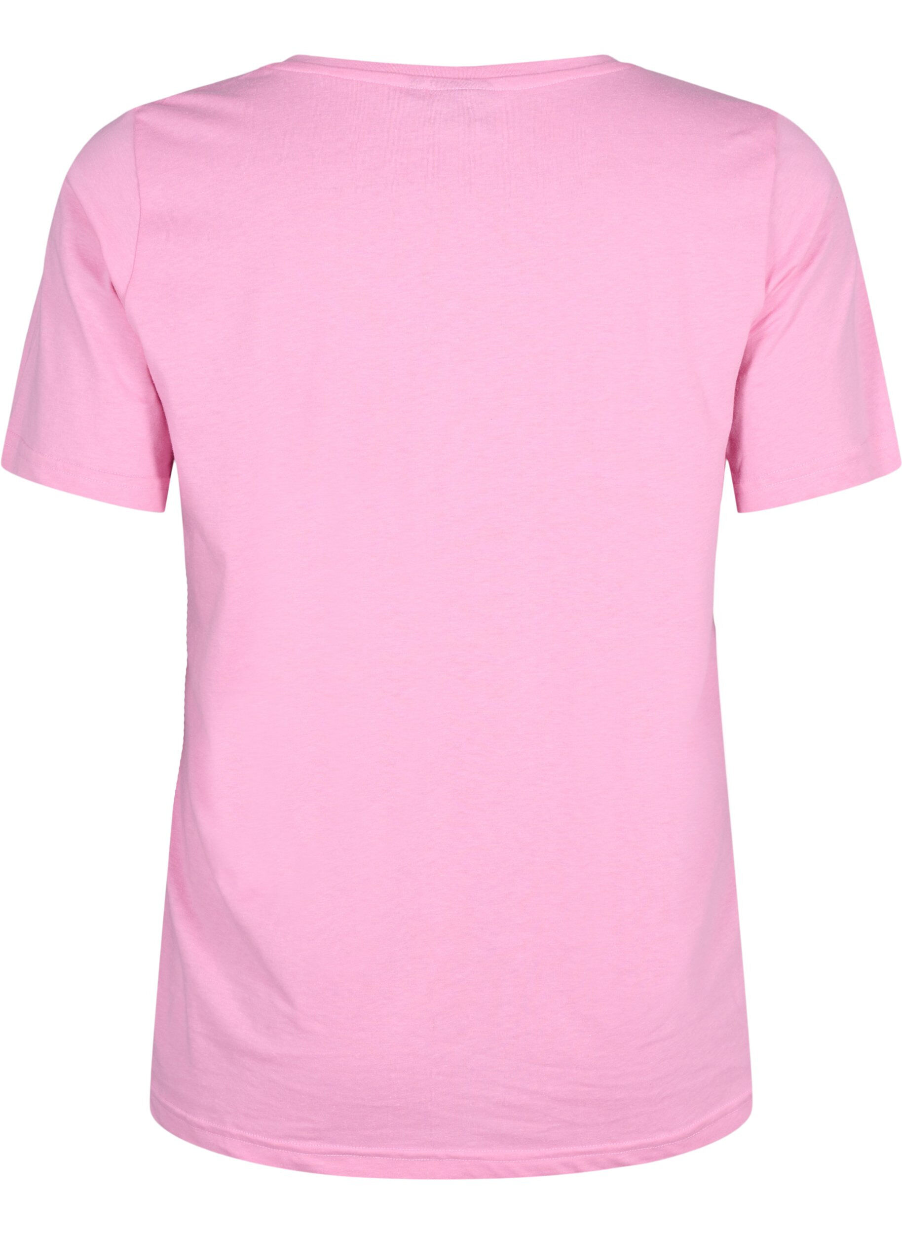 Zizzifashion FLASH - T-shirt with v-neck, Begonia Pink, Packshot image number 1
