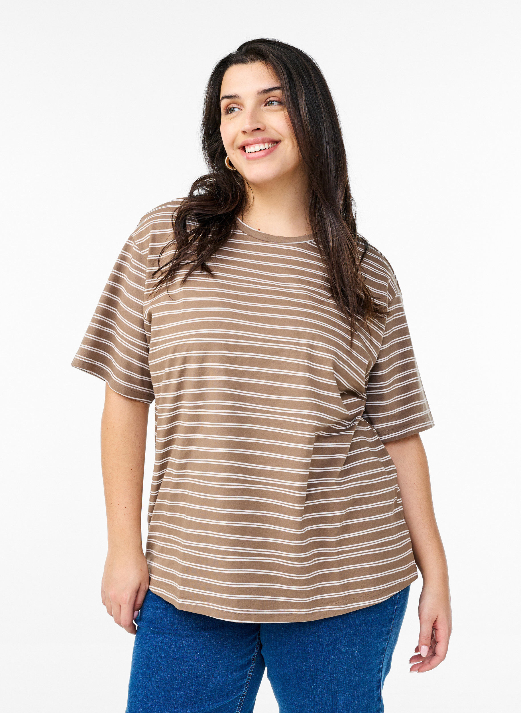 Zizzifashion Striped T-shirt, Brown, Model image number 0