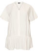Loose tunic with crinkled texture and ruffle hem, Vanilla, Packshot image number 0