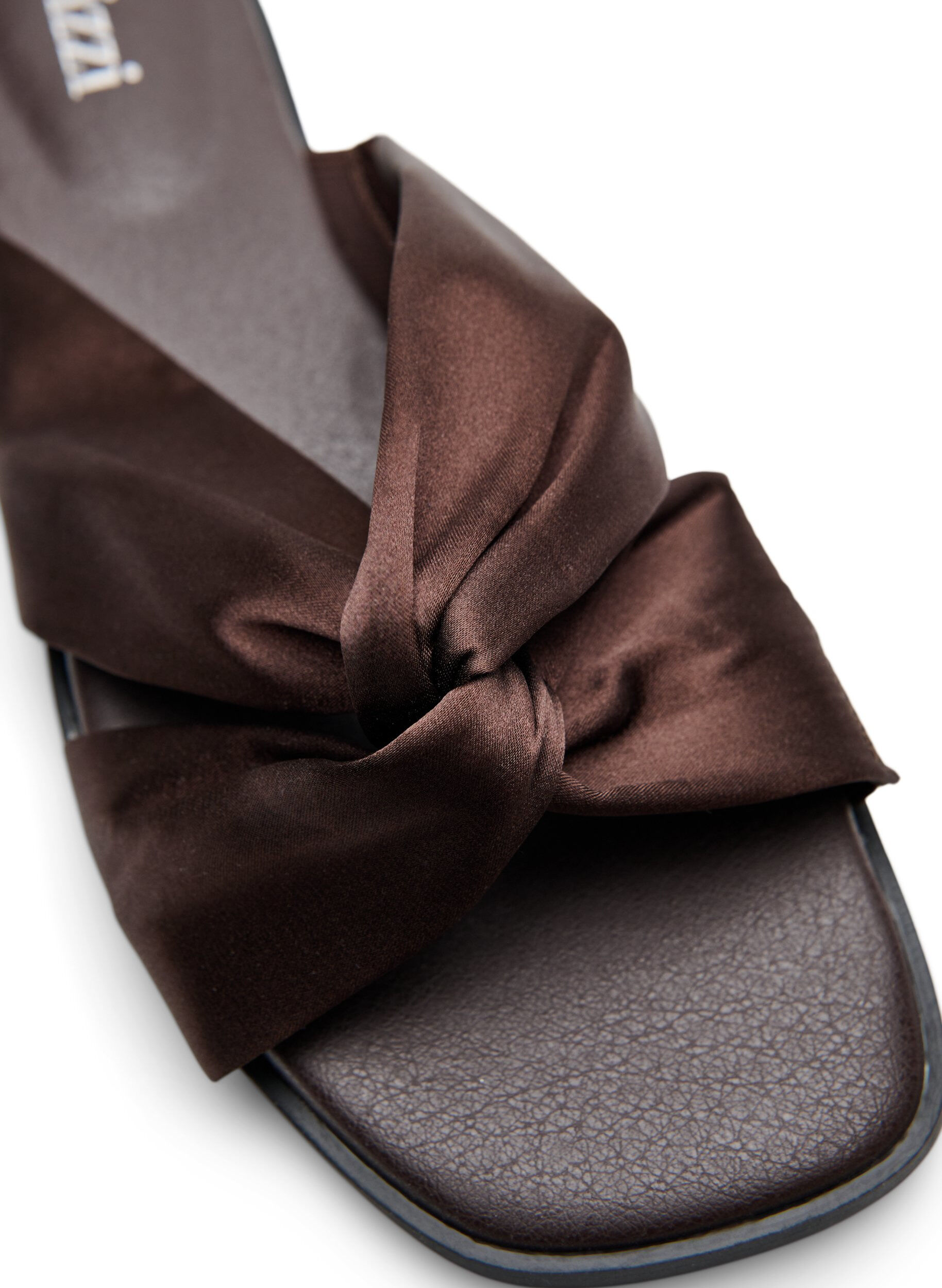 Zizzifashion Flat sandals with crossed satin straps, Brown, Packshot image number 2
