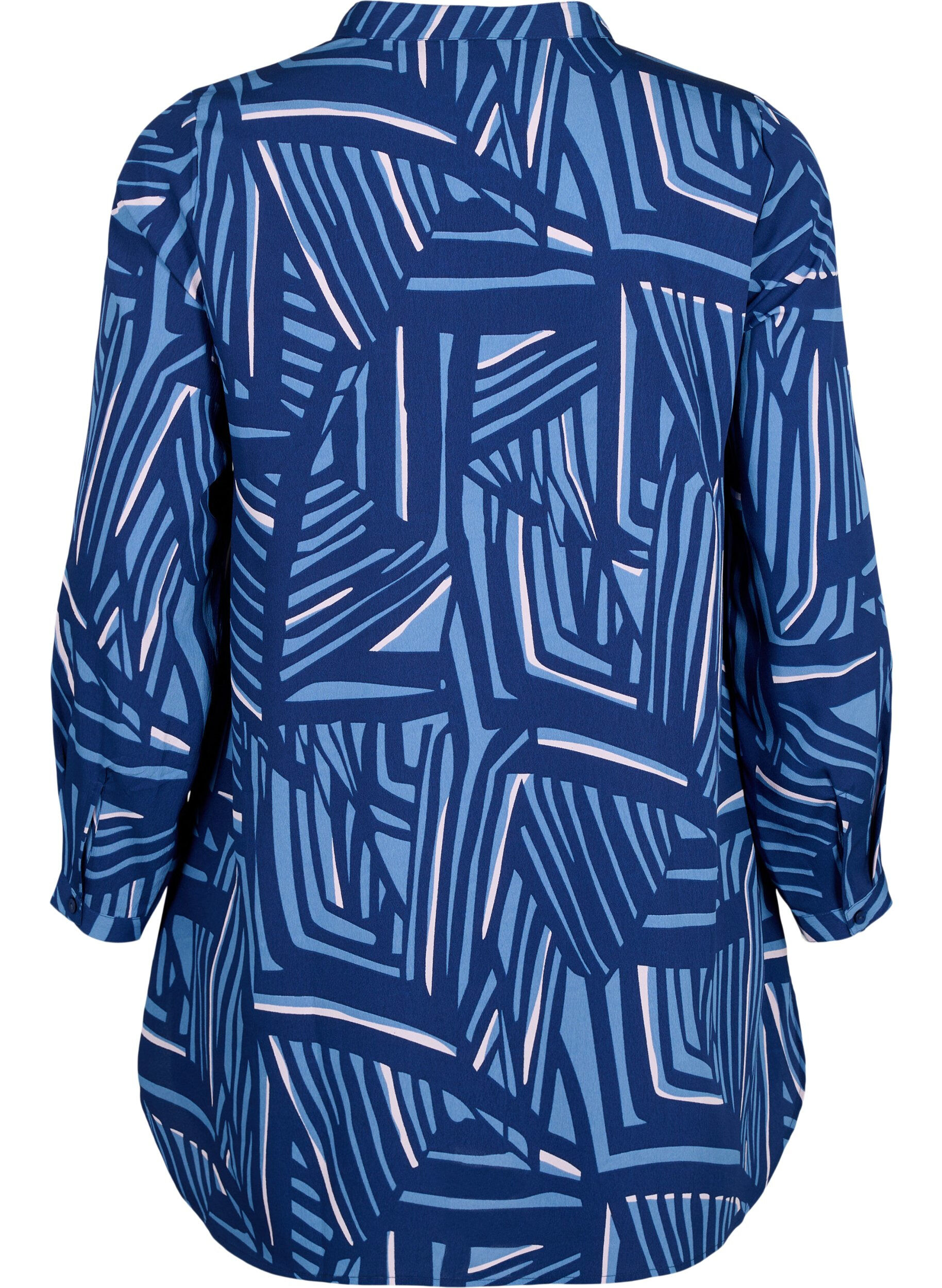 Zizzifashion FLASH - Printed tunic with long sleeves, Medieval Blue AOP, Packshot image number 1