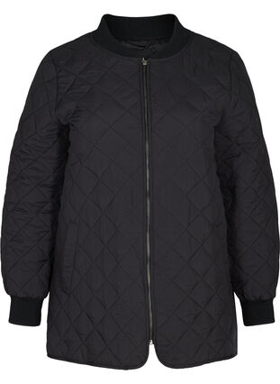 Short quilted jacket with pockets, Black, Packshot image number 0