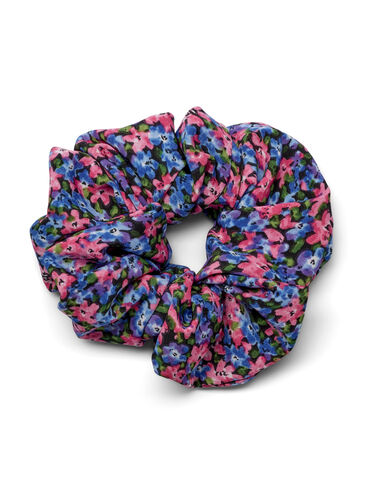 Floral scrunchie, Blue Pink Flower, Packshot image number 0