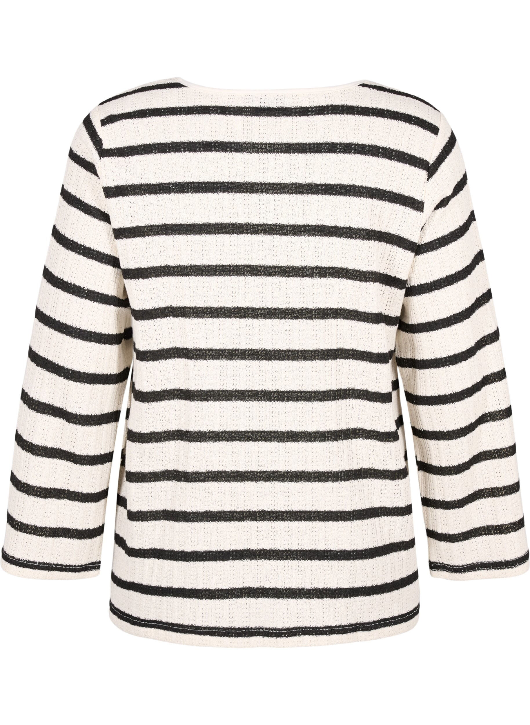Zizzifashion Striped cardigan with tie-string, Sand Black Stripe, Packshot image number 1