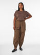 Viscose T-shirt with glitter stripes, Brown, Model image number 1