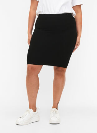 Close-fitting seamless skirt, Black, Model image number 2