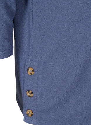 Blouse with 3/4 length sleeves and buttons, Crown Blue Melange, Packshot image number 3