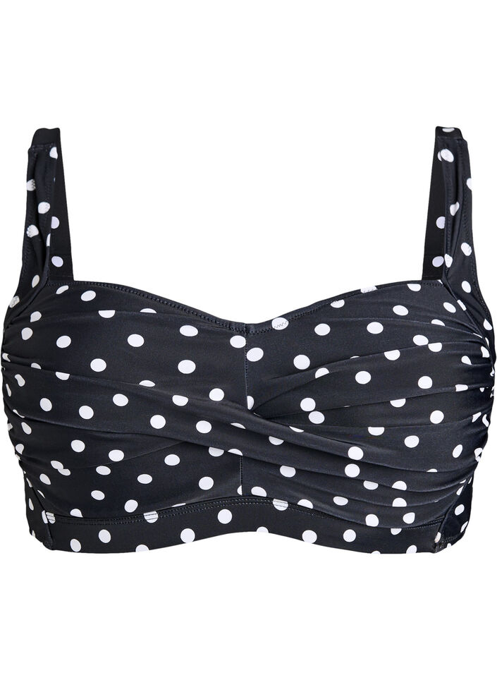 Bikini top with padding and print, Black, Packshot image number 0