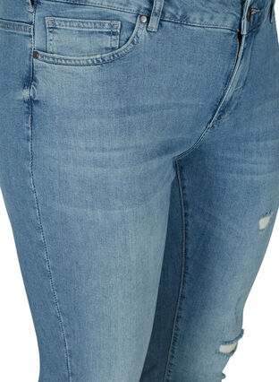 Extra slim Sanne jeans with distressed details, Light blue denim, Packshot image number 2