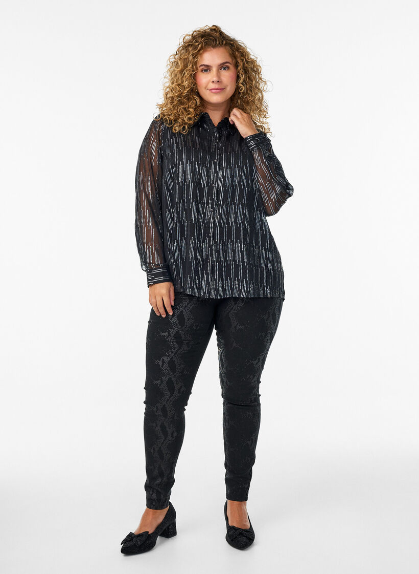 Shirt with glittering pattern, Black, Model image number 1