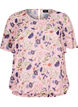 Floral blouse with short sleeves and smocking, Rose, Packshot image number 0