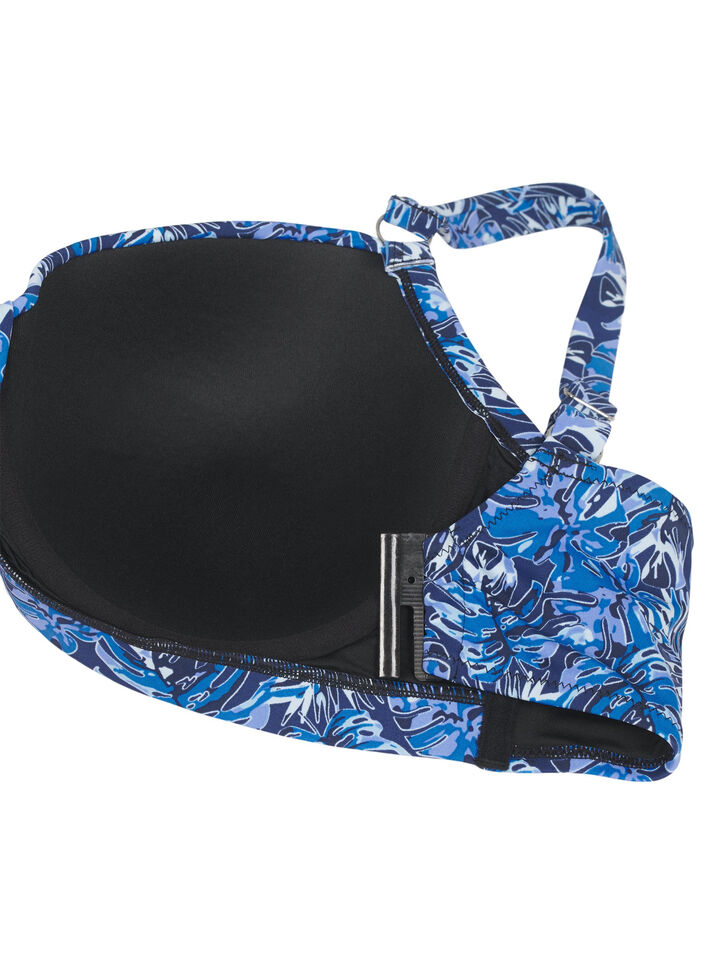 Bikini top with underwire and pattern, Blue, Packshot image number 3