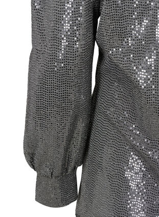 Sequined blouse with 3/4 length sleeves, Silver, Packshot image number 3