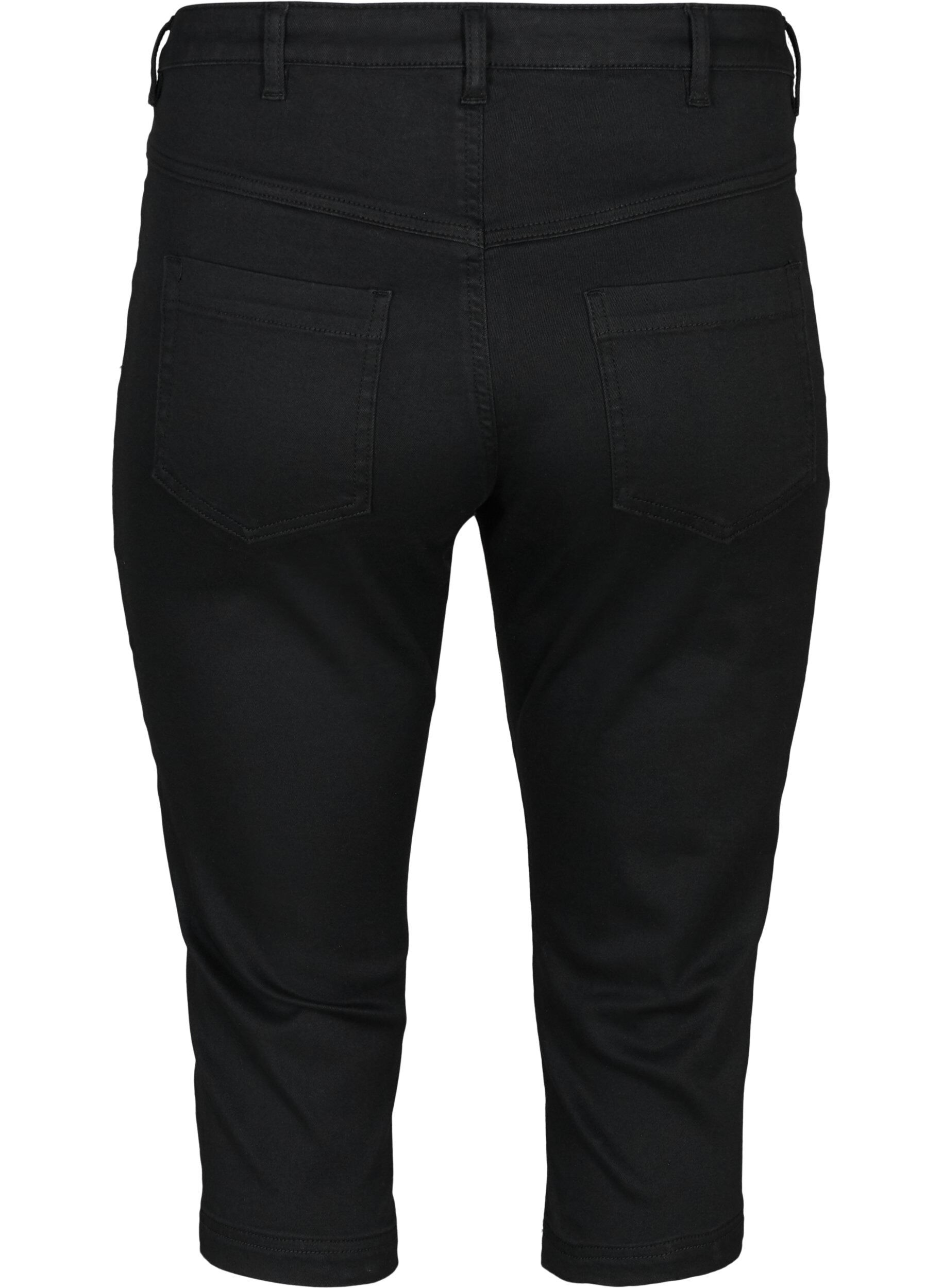Zizzifashion High-waisted Amy capri jeans with super slim fit, Black, Packshot image number 1