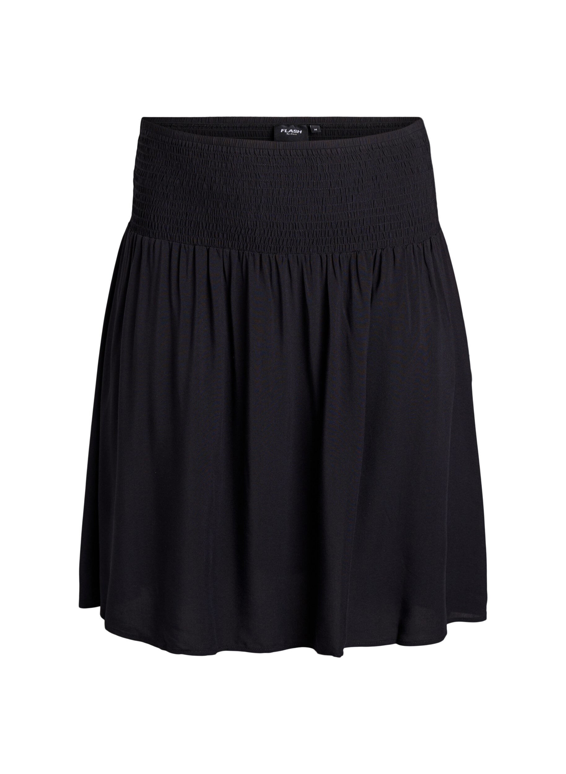 Zizzifashion FLASH - Short skirt with smocked waist, Black, Packshot image number 0