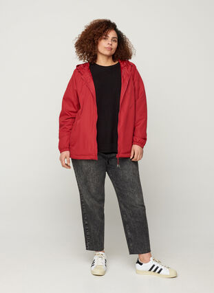 Short jacket with a zip and hood, Rio Red, Model image number 2