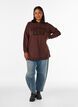 Hoodie with a terry text motif, Brown, Model image number 1