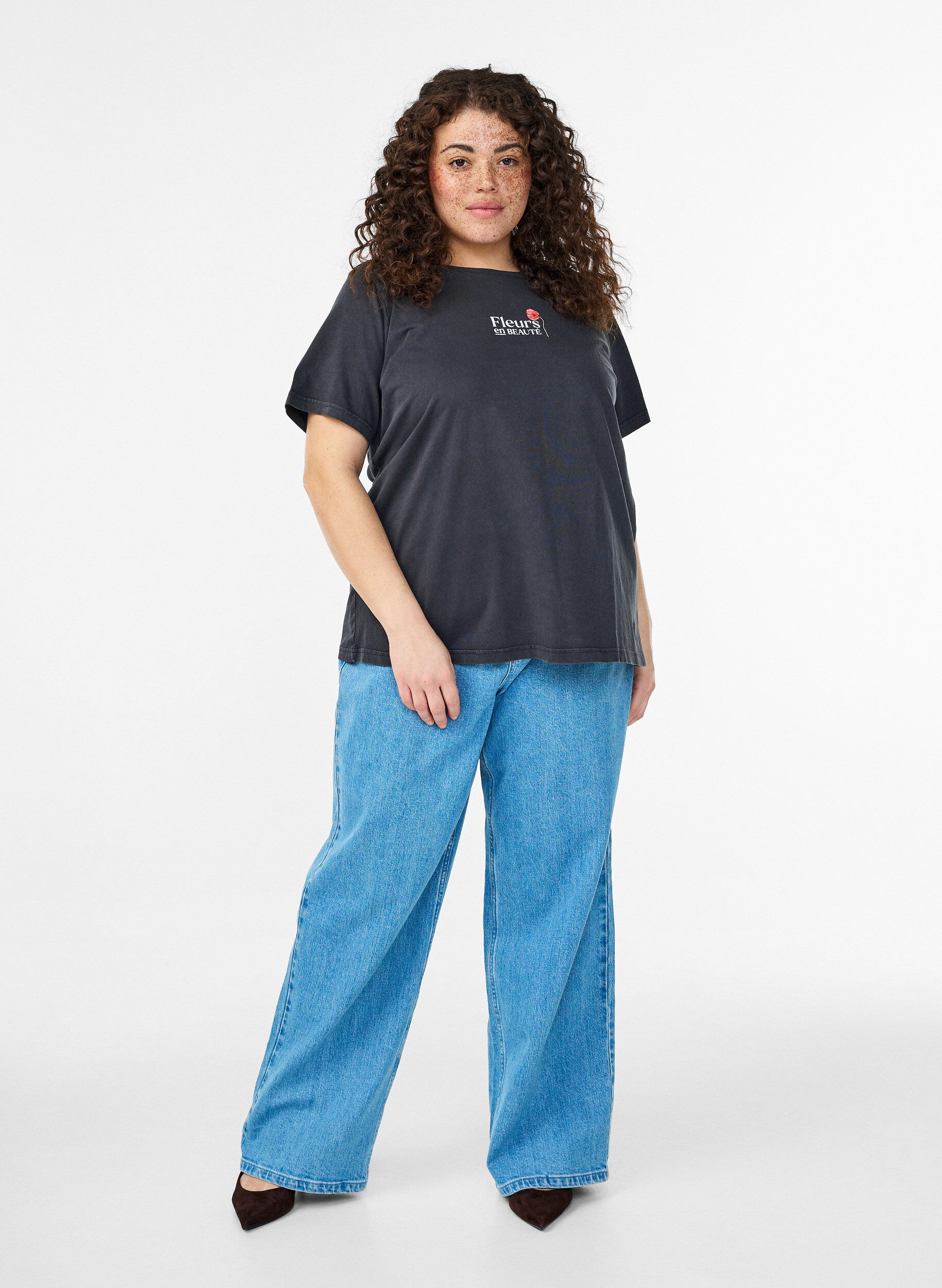 Zizzifashion Cotton T-shirt with front and back print, 9991, Model image number 1