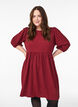 FLASH - Short dress with texture and 3/4 sleeves, Dark Bordeaux, Model image number 0