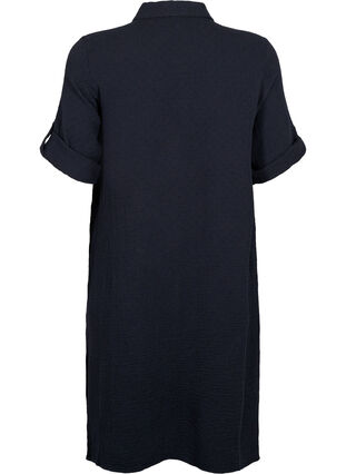 Cotton shirt dress with short sleeves, Black, Packshot image number 1