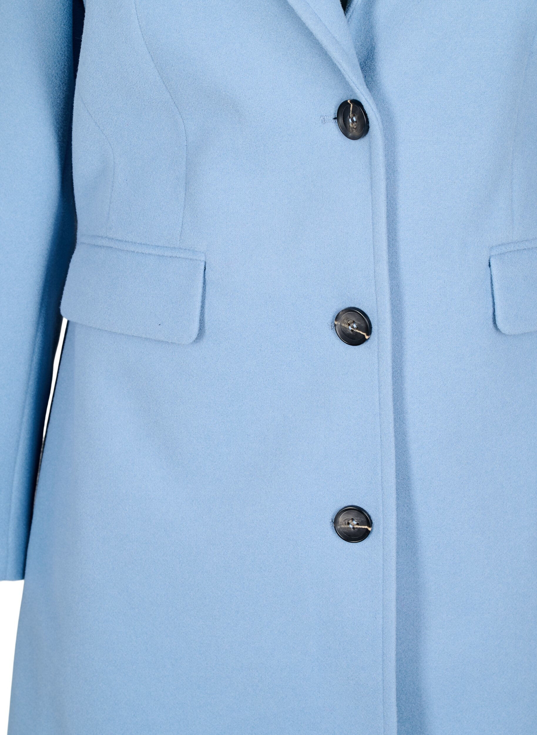 Zizzifashion Long coat with a slit at the back, Light Blue, Packshot image number 2