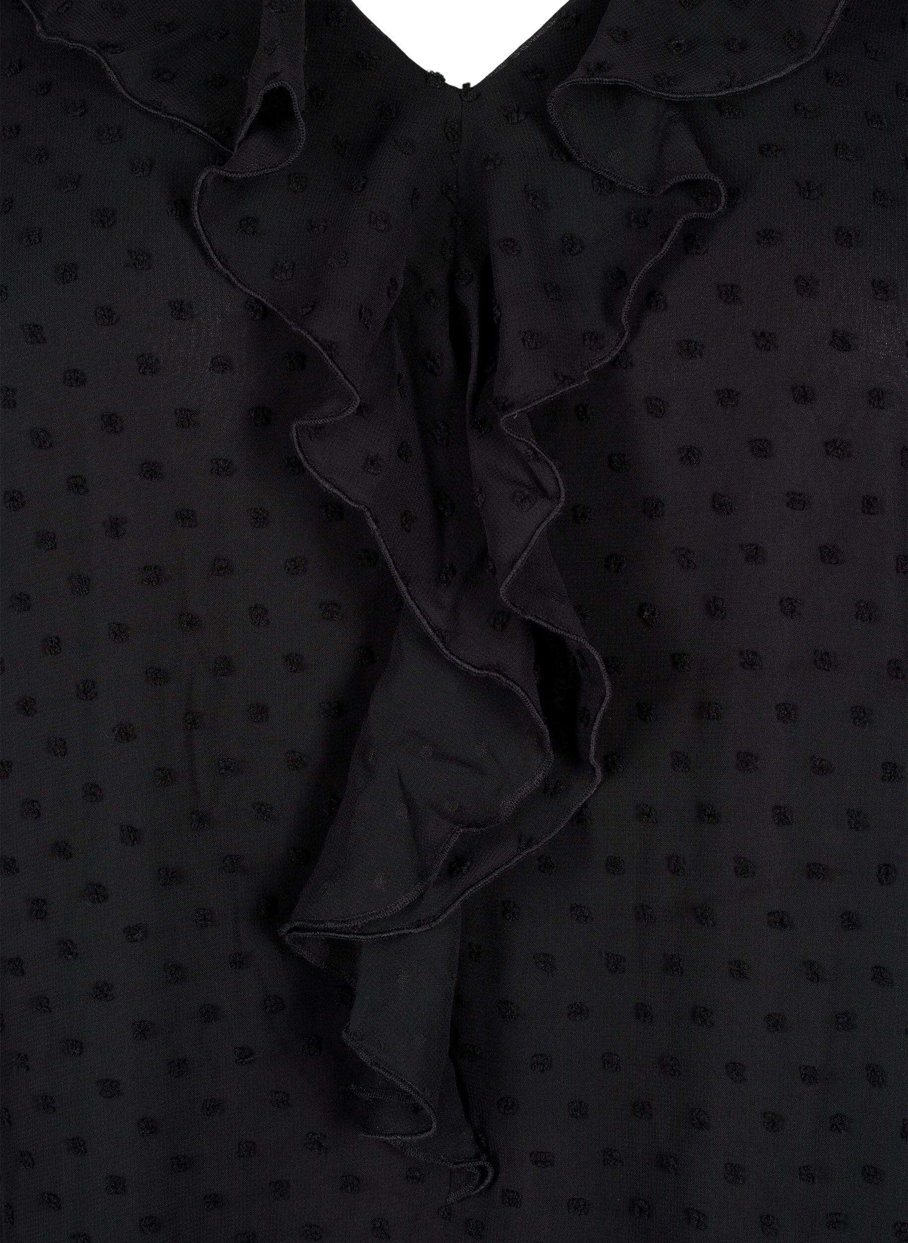 Zizzifashion Tunic with ruffles and dotted texture, Black, Packshot image number 2