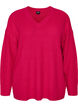 Long rib-knit blouse with a V-neck, Pink, Packshot image number 0