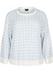 Loose-fitting knitted blouse with a wavy pattern, Cloud Dancer Comb, Packshot image number 0