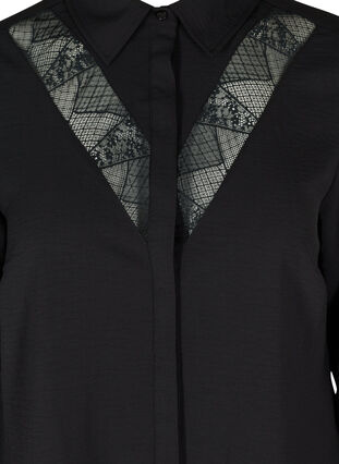 Long-sleeved tunic with lace details, Black, Packshot image number 2