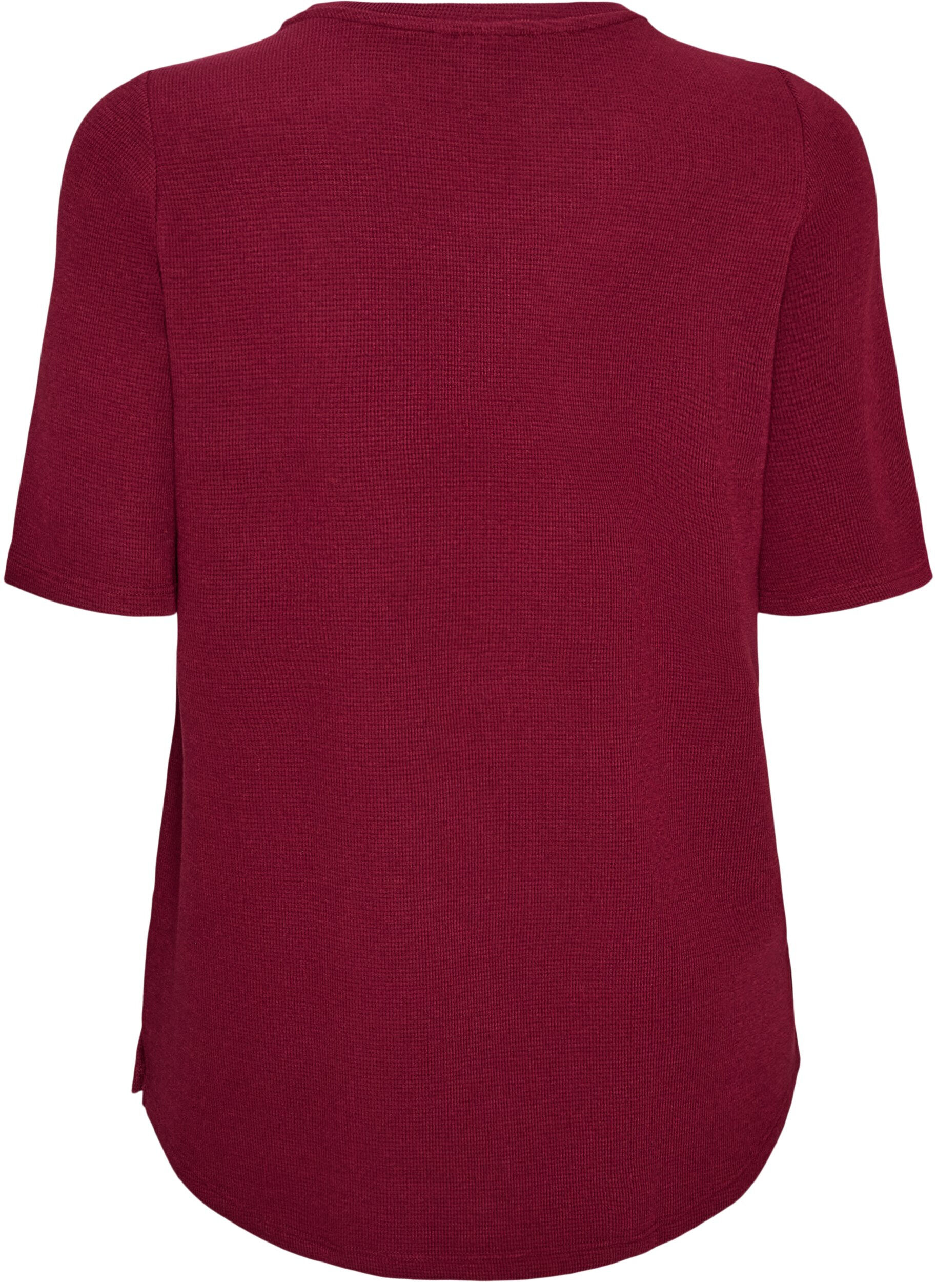 ZizzifashionTextured blouse with elbow-length sleeves, Red, Packshot image number 1