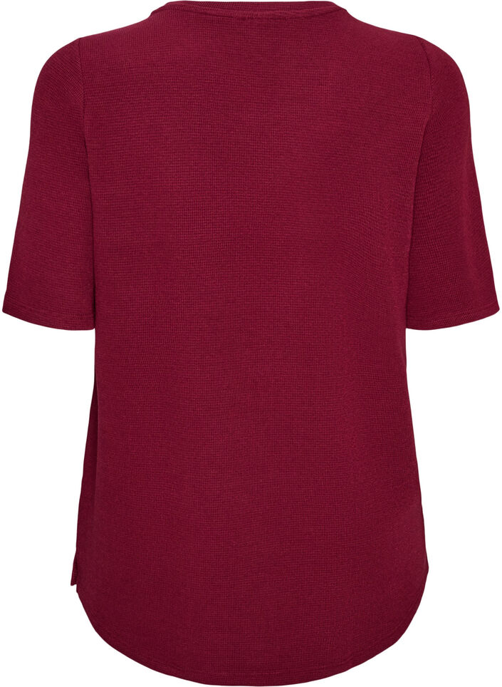 Textured blouse with elbow-length sleeves, Red, Packshot image number 1