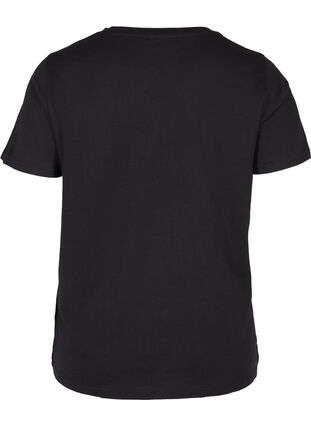 Cotton t-shirt with a print, Black, Packshot image number 1
