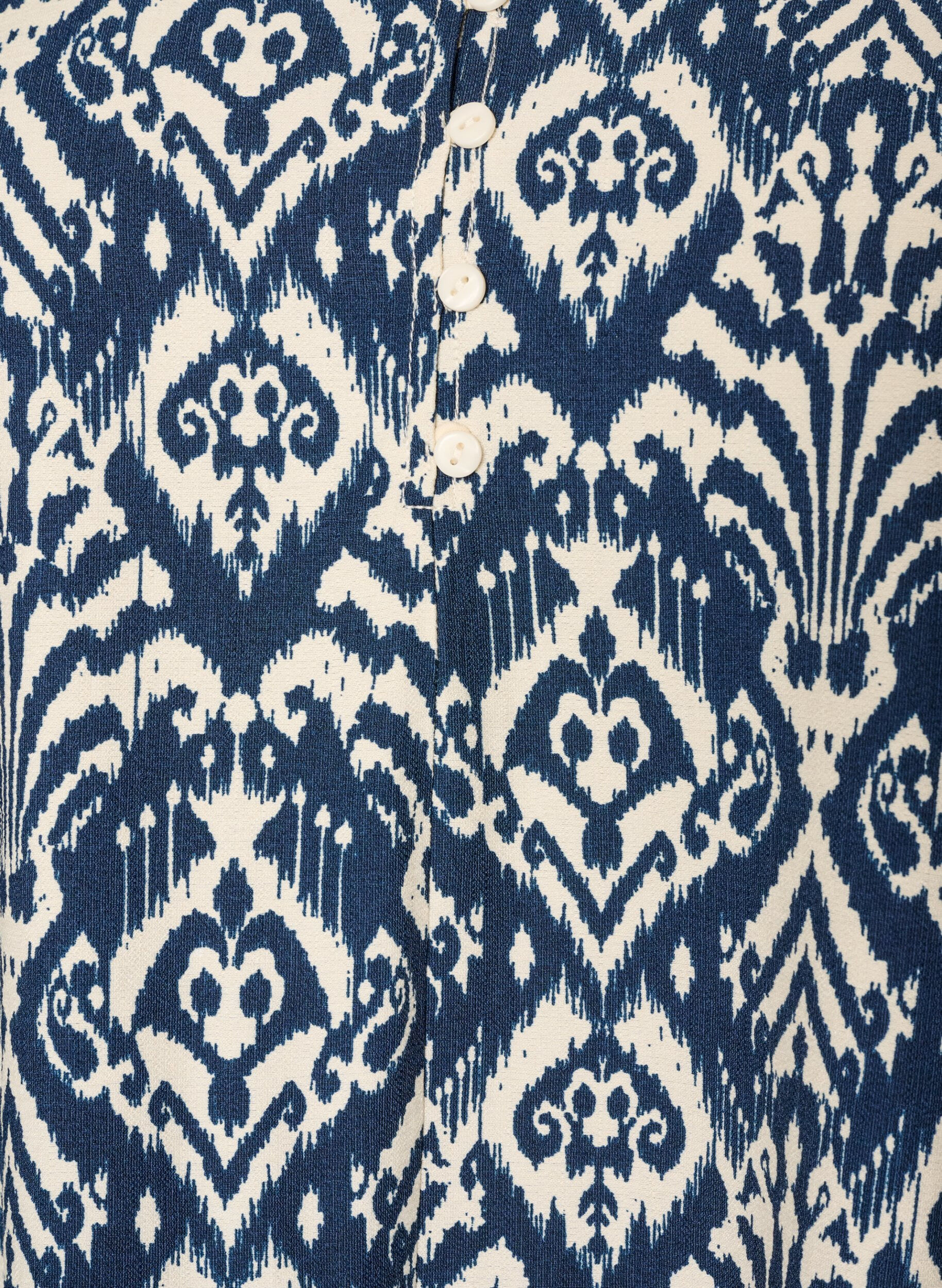ZizzifashionPatterned viscose dress with long sleeves, Blue, Packshot image number 2