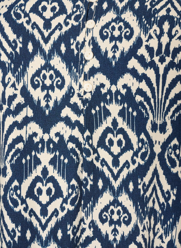 Patterned viscose dress with long sleeves, Blue, Packshot image number 2